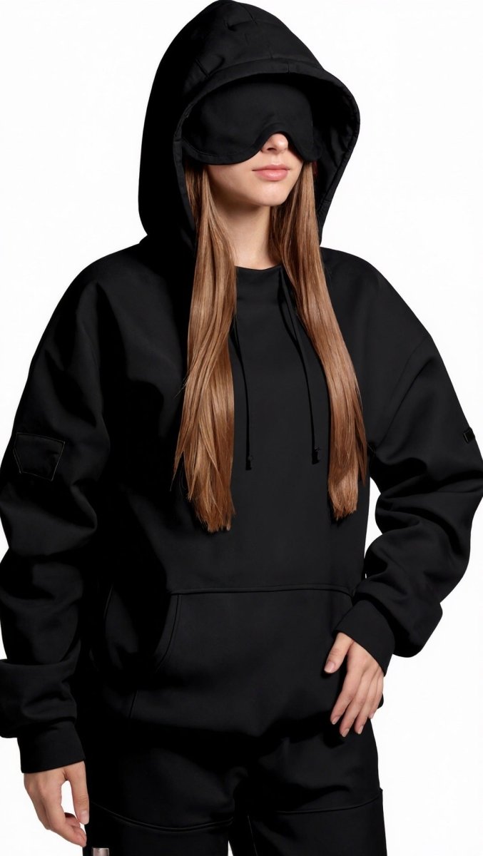 Sweat à capuche Travel Mode avec masque de sommeil intégré | Pull oversize avec masque de sommeil intégré (MS209)