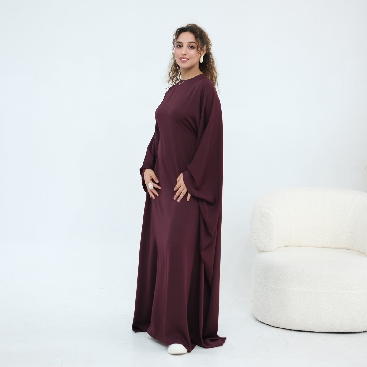 Robe Maxi Nida Crinkle Batwing Sleeve(MA458)
