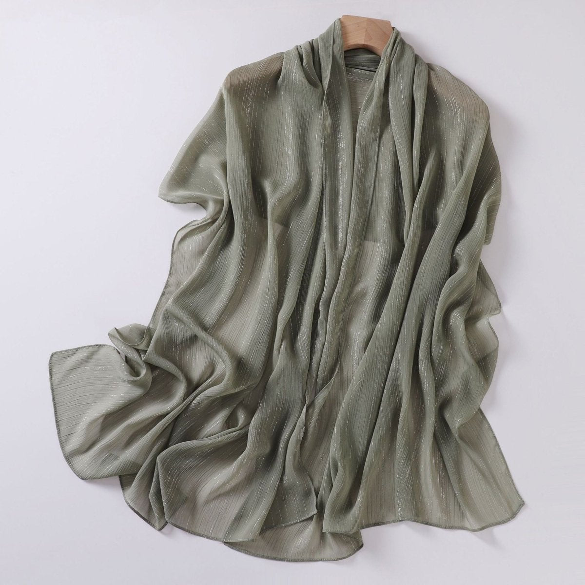 Foulard Effortless Grace Voile Chiffon Froissé Argenté (MH153)