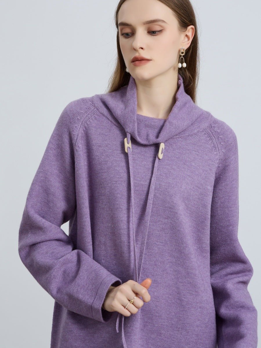 Pull en maille élégant demi-col roulé avec cordon de serrage | Haut style pull-over polyvalent (MS120)