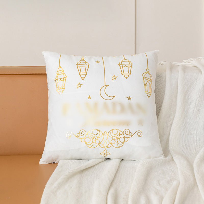 Housse de coussin en peluche courte avec impression à chaud "Eid Moon" (MR076)