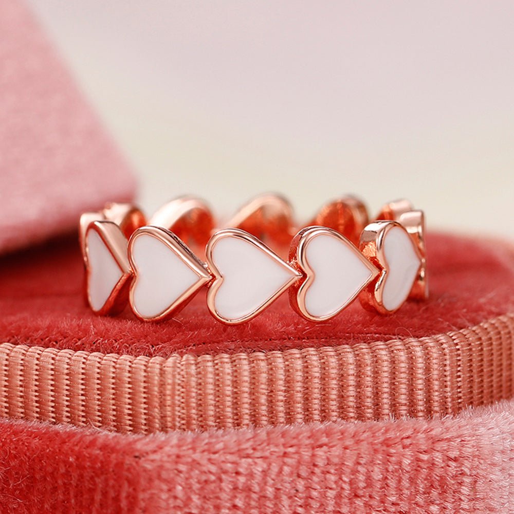 Bague et boucles d'oreilles Simple Pink Heart-To-Heart Glue (MAC198)