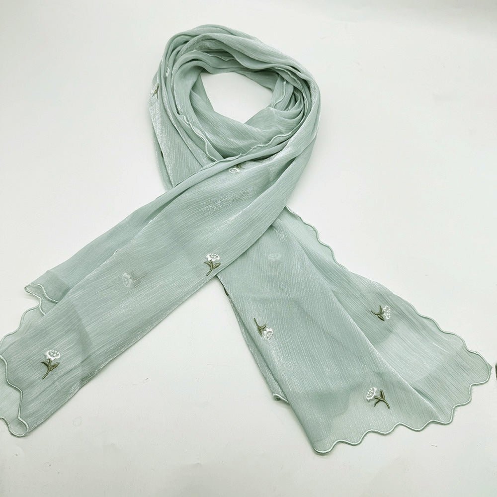 MH080 Hijab en crêpe brodé, respirant et rafraîchissant