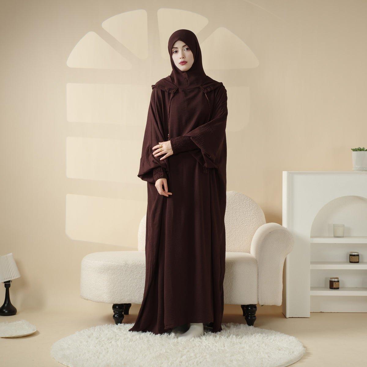 Jilbab Uni et Élégant à Capuche | Jilbab en Crêpe avec Capuche Intégrée (MJ015)