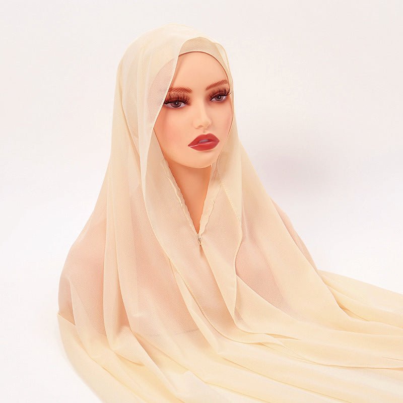 Hijab Instant en Mousseline Magnétique | Foulard Carré Facile à Porter, Antidérapant, avec Fermeture Magnétique (MH152)