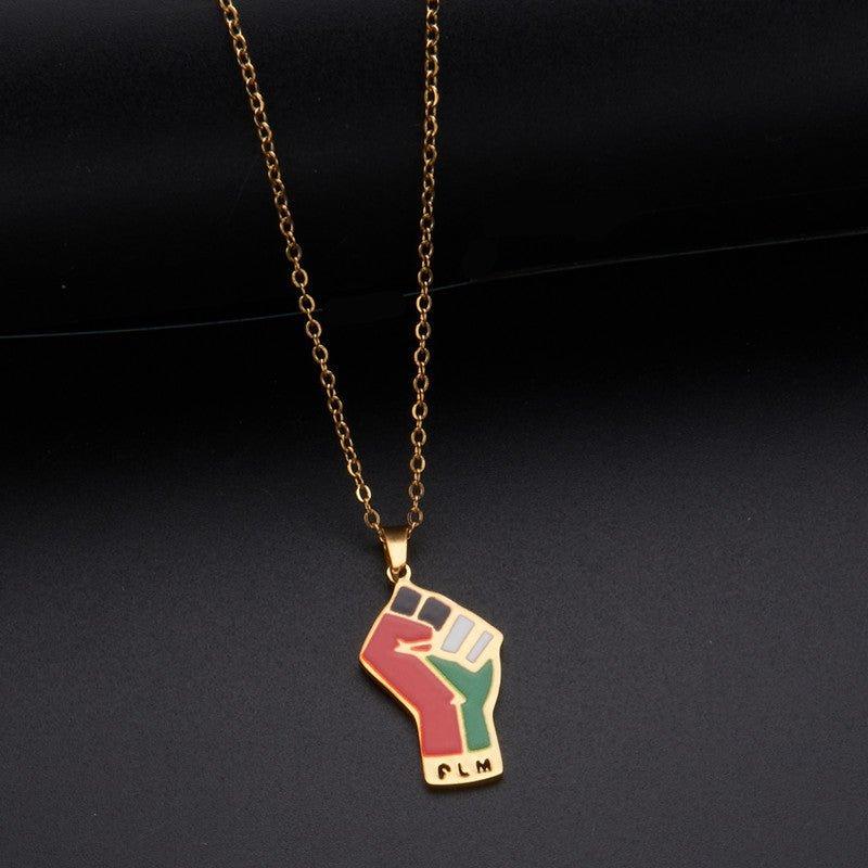 MAC100 Collier pendentif en acier inoxydable vintage, carte de la Palestine et motif keffieh