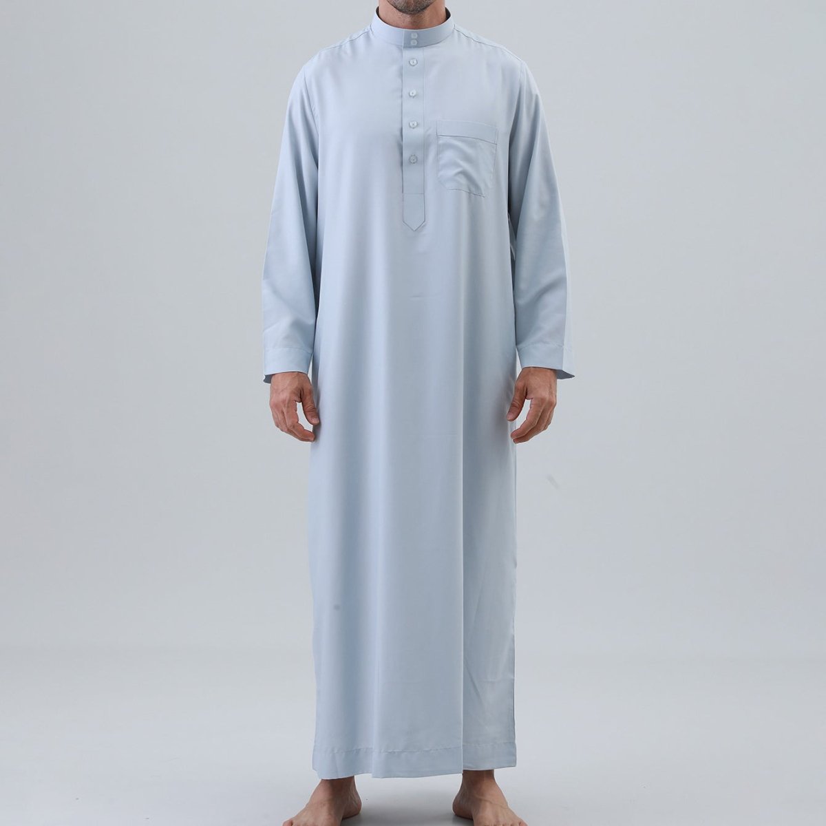 Thobe uni pour homme avec patte de boutonnage (MT036)