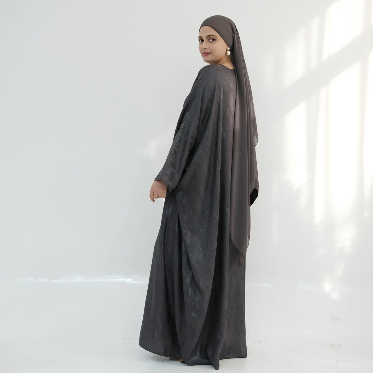 Abaya Maxi Manches Chauve-souris Jacquard (MA447)