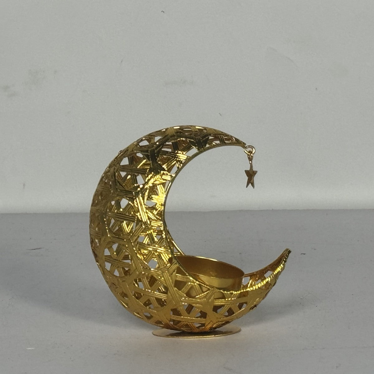 Bougeoir Lune Creuse – Accessoire Décoratif en Fer pour Ramadan (MAC379)
