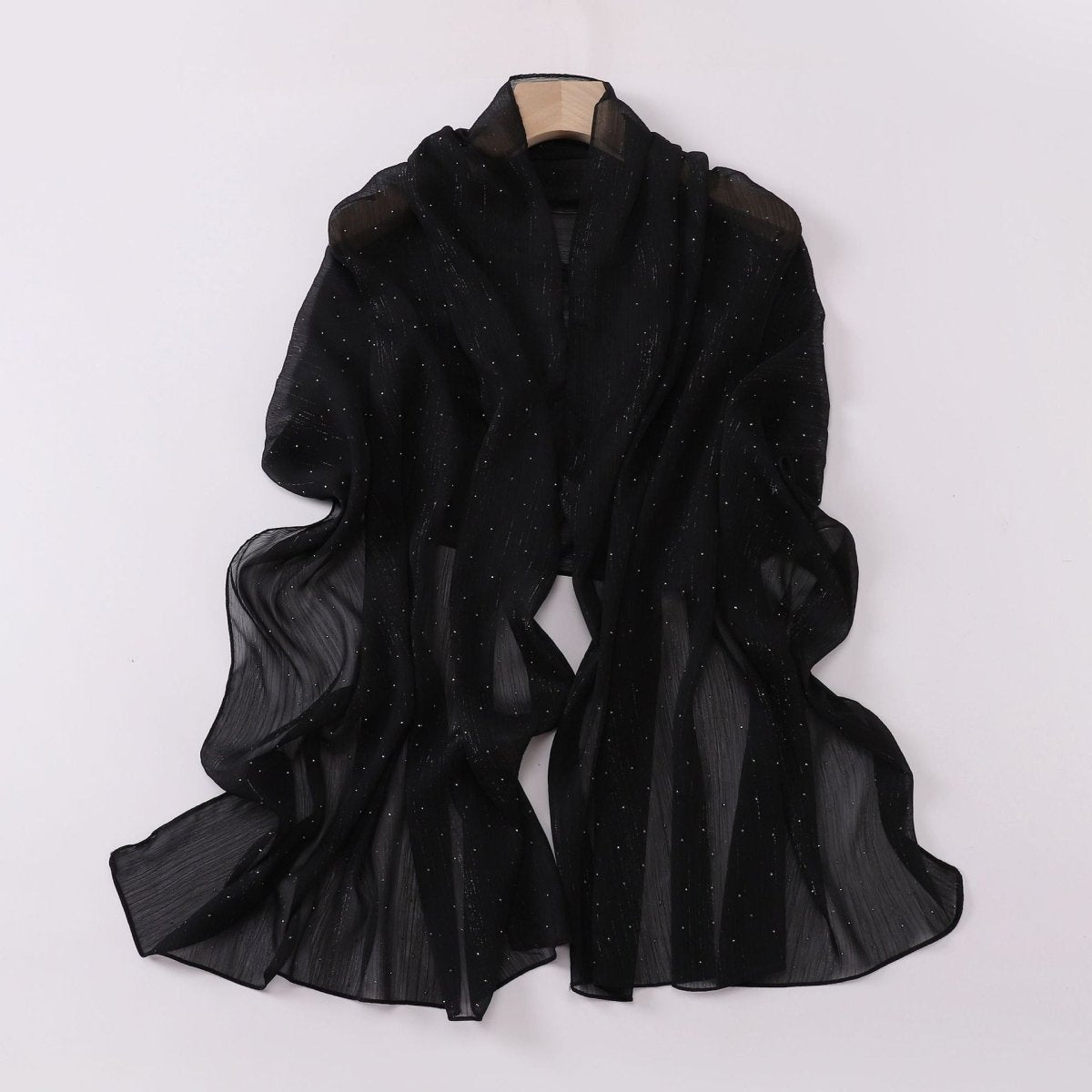 Hijab Drapé Crinkle Argenté "Modest Elegance" avec Strass (MH155)
