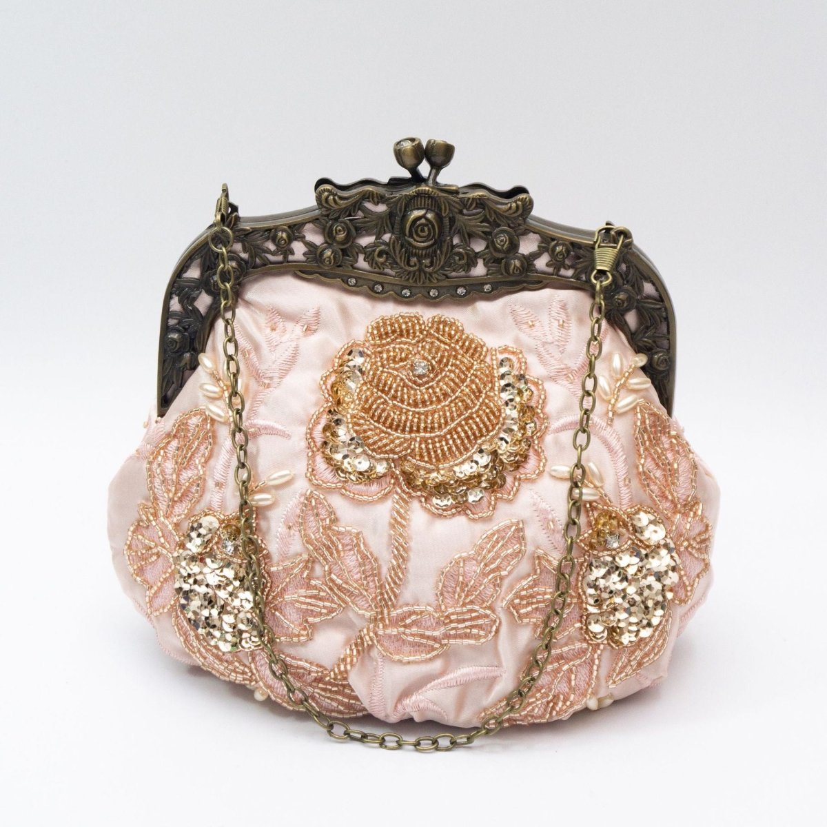 Pochette de soirée brodée de roses avec sequins et perles (MAC291)