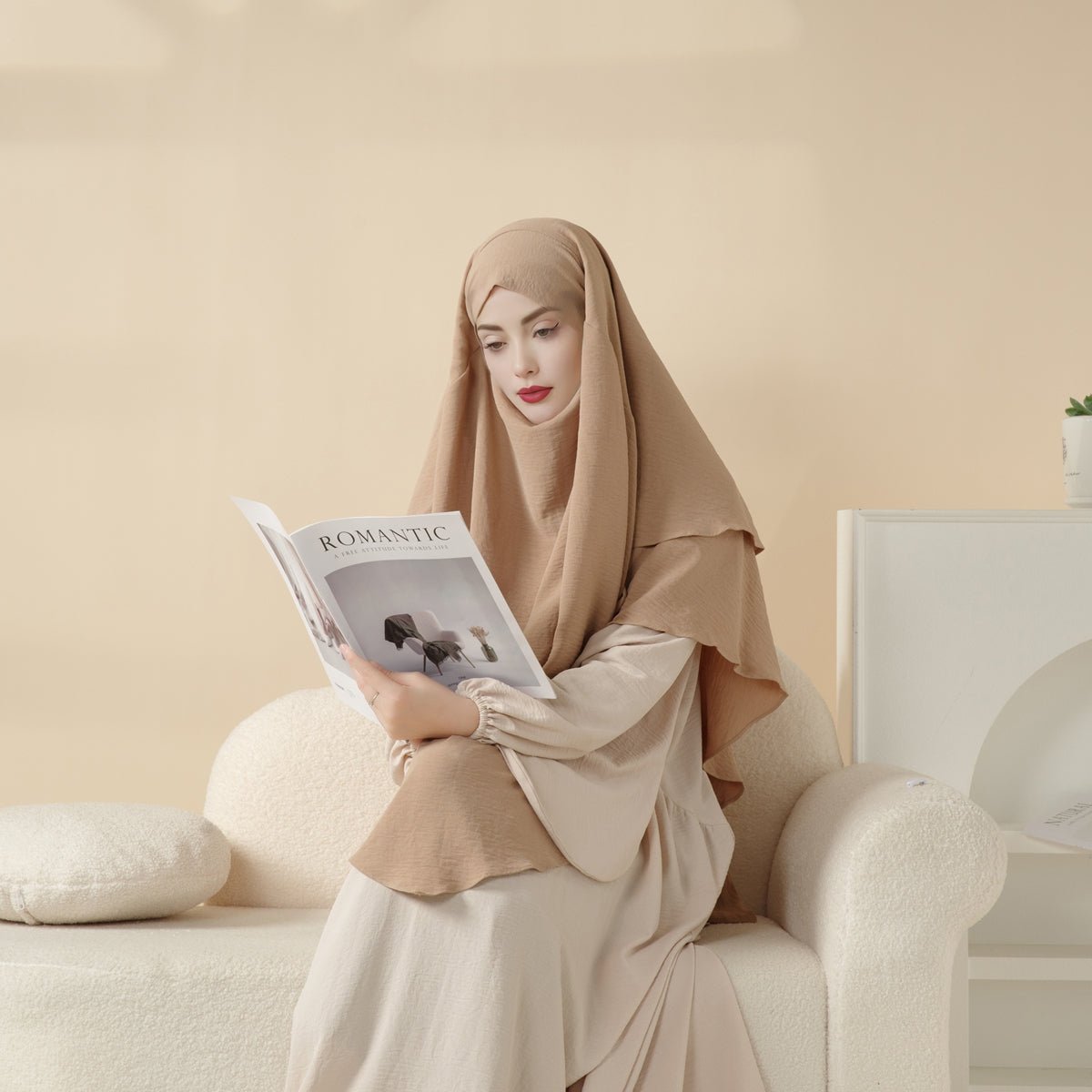 Nouveau Khimar Deux Couches en Crêpe (MK010)