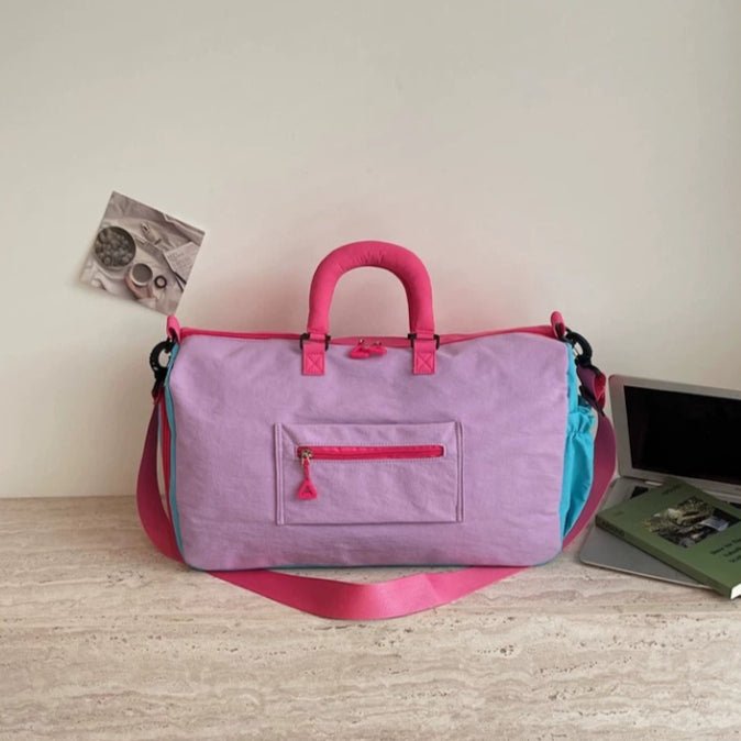Sac de Voyage Colorblock - Sac Weekender Léger à Main avec Bandoulière et Poches Extérieures (MAC480)