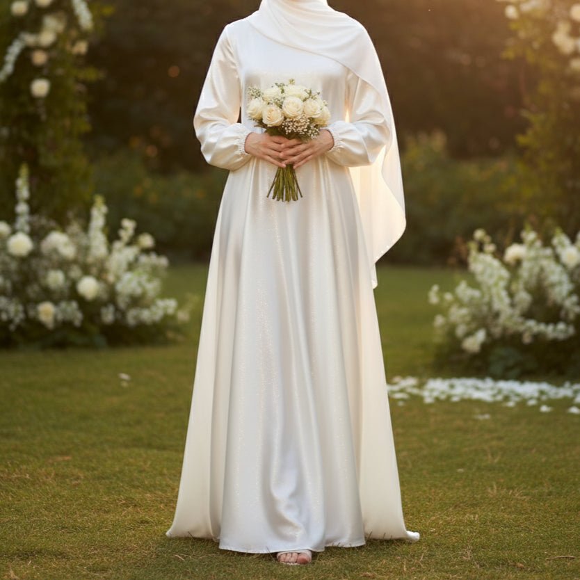 Abaya Satin Premium Modest Luxury | Abaya Coupe Parapluie Évasée avec Poches (MA311)