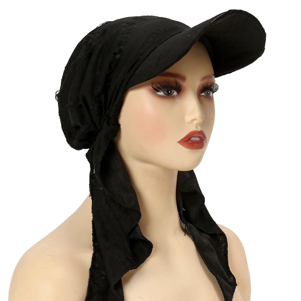 Casquette de baseball tendance multicolore pour femme – Bonnet bohème à bords effilochés avec détail plume (MH113)