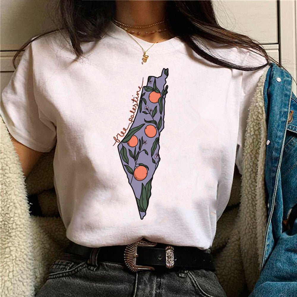 MS034 T-shirt décontracté imprimé Free Palestine