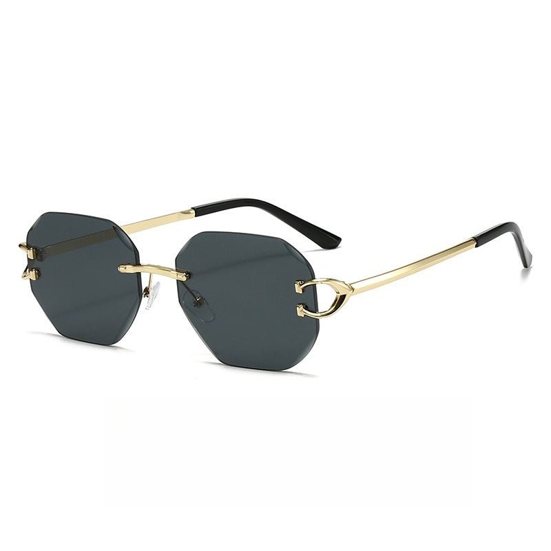 Lunettes de soleil vintage sans monture à bords taillés - Modèle statement polygonal sans cadre (MAC266)
