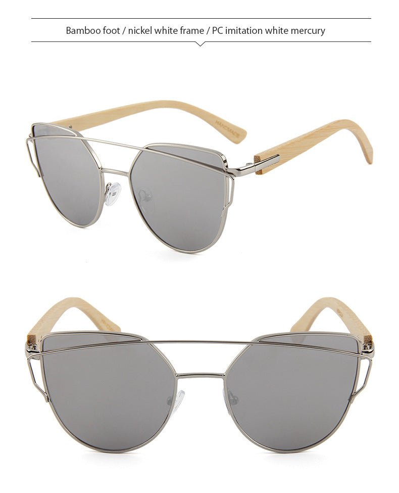 Lunettes de soleil MAC169 tendance à monture métallique œil-de-chat et branches BamboTemple