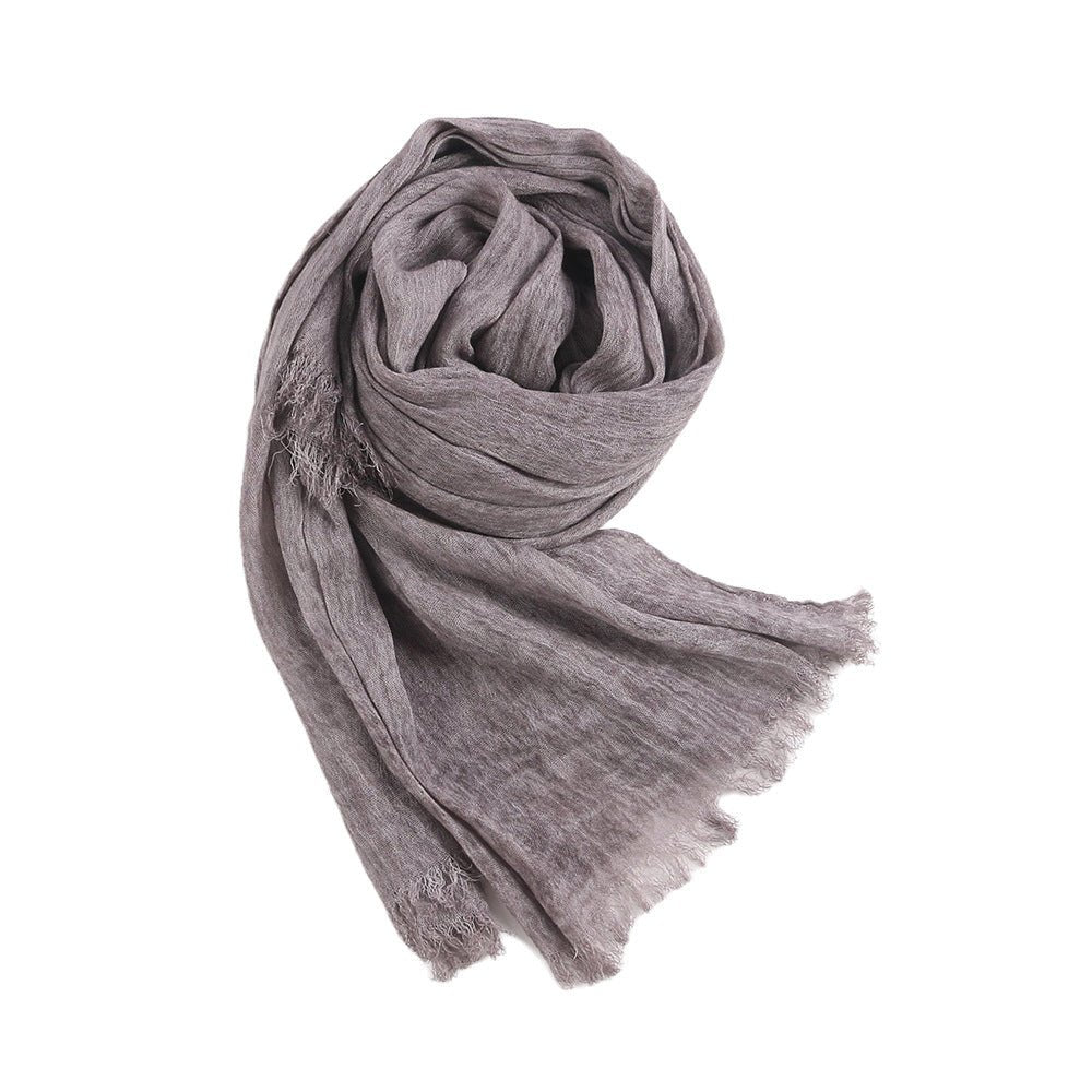 Hijab en Rayonne Texturée Froissée Coloris Unis Hijab Enveloppant Respirant pour Femme (MH145)