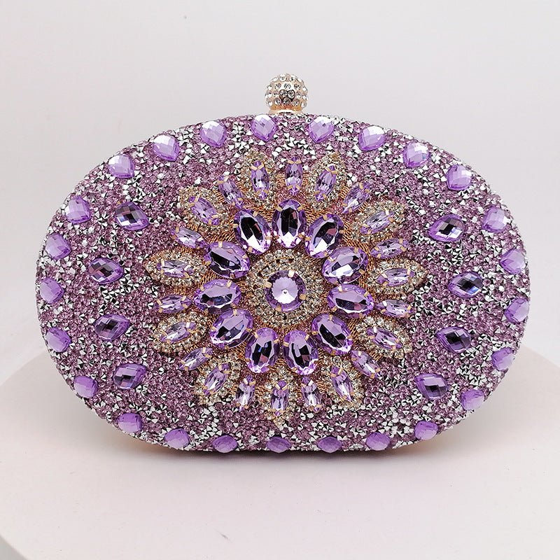 Pochette de soirée Crystal Sunflower | Sac de fête en strass avec bandoulière chaîne (MAC356)
