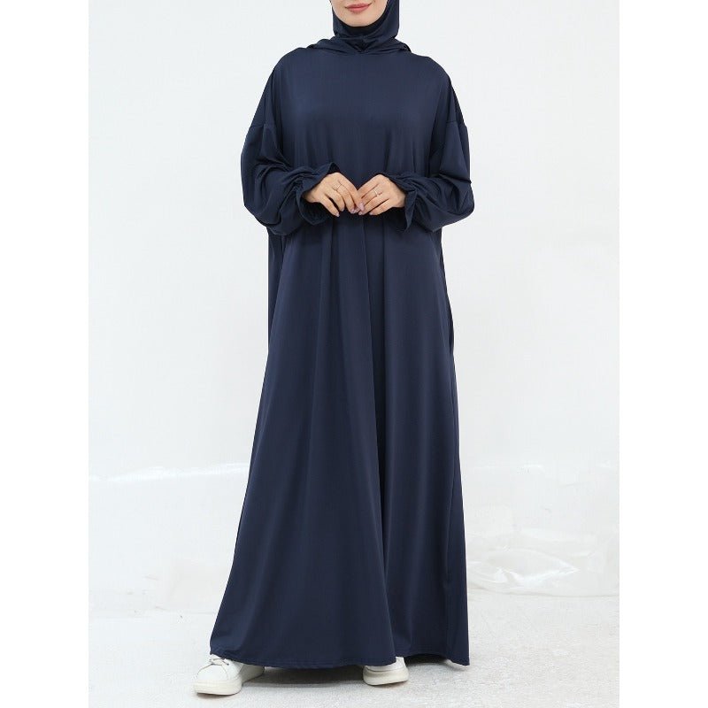 Robe Maxi à Capuche en Milk Silk Confortable avec Poches | Robe à Manches Longues et Poignets Élastiques (MA321)