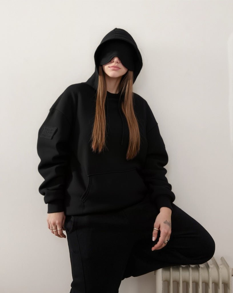 Sweat à capuche Travel Mode avec masque de sommeil intégré | Pull oversize avec masque de sommeil intégré (MS209)
