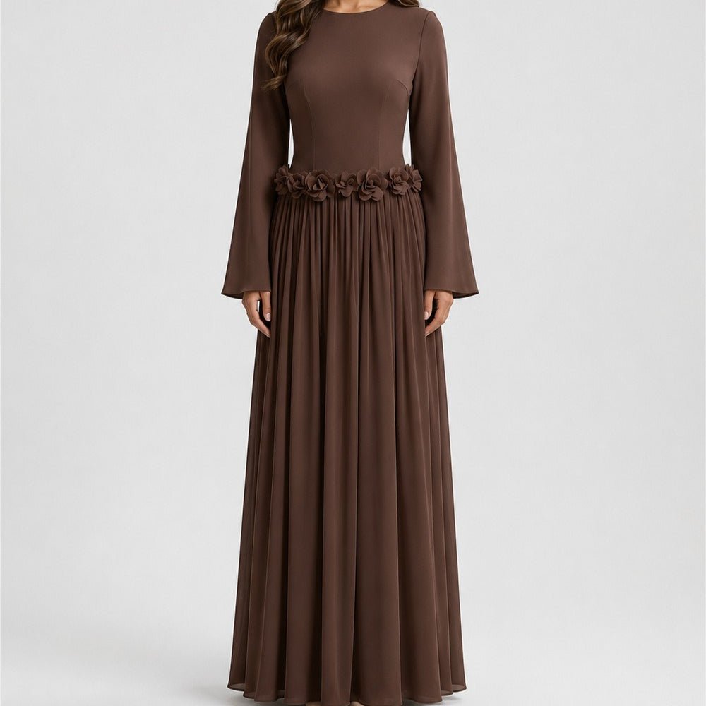 Robe Maxi Ajustée à la Taille 3D Rose(MS515)