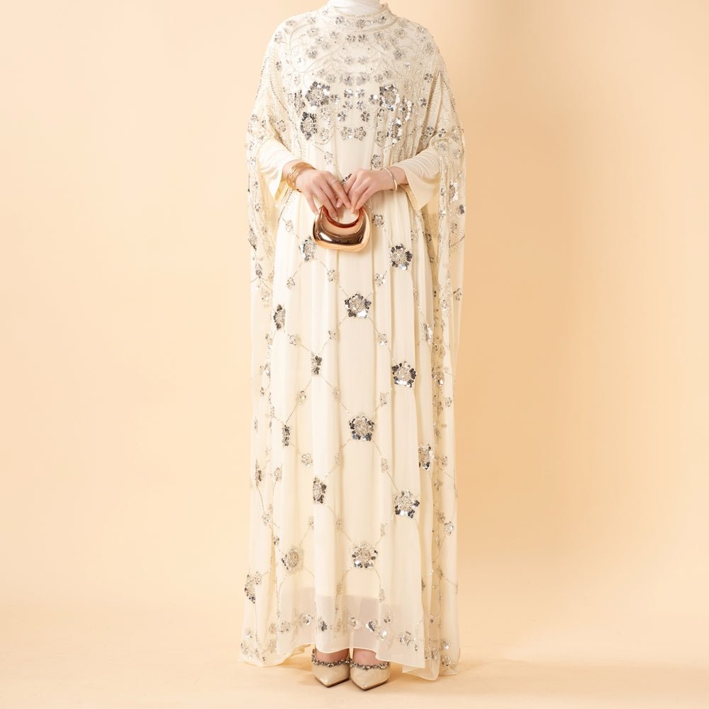 Abaya Batwing Brodée de Paillettes (MA454)