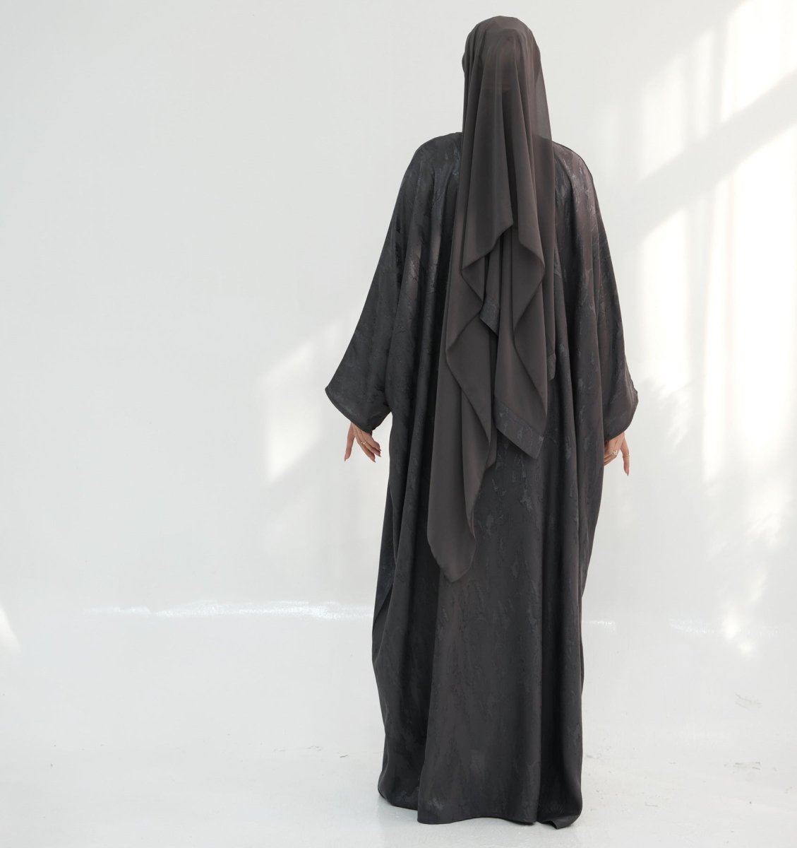 Abaya Maxi Manches Chauve-souris Jacquard (MA447)