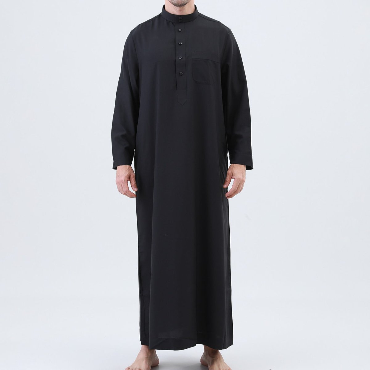 Thobe uni pour homme avec patte de boutonnage (MT036)