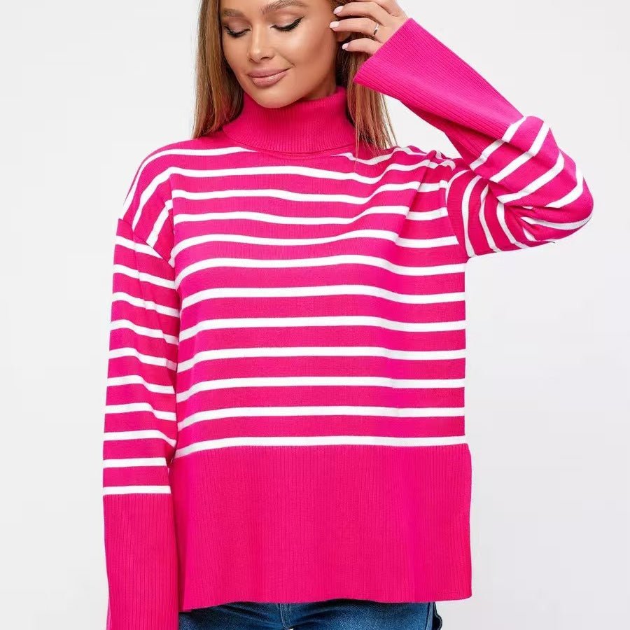 Pull Col Roulé Rayé | Pull Oversize Colorblock (MS252)