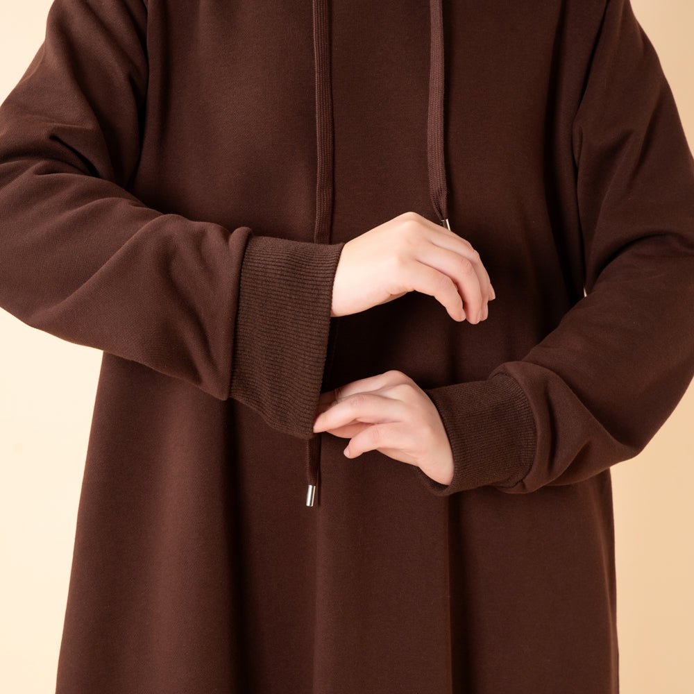 Abaya sweat à capuche en French Terry avec poches (MA340)