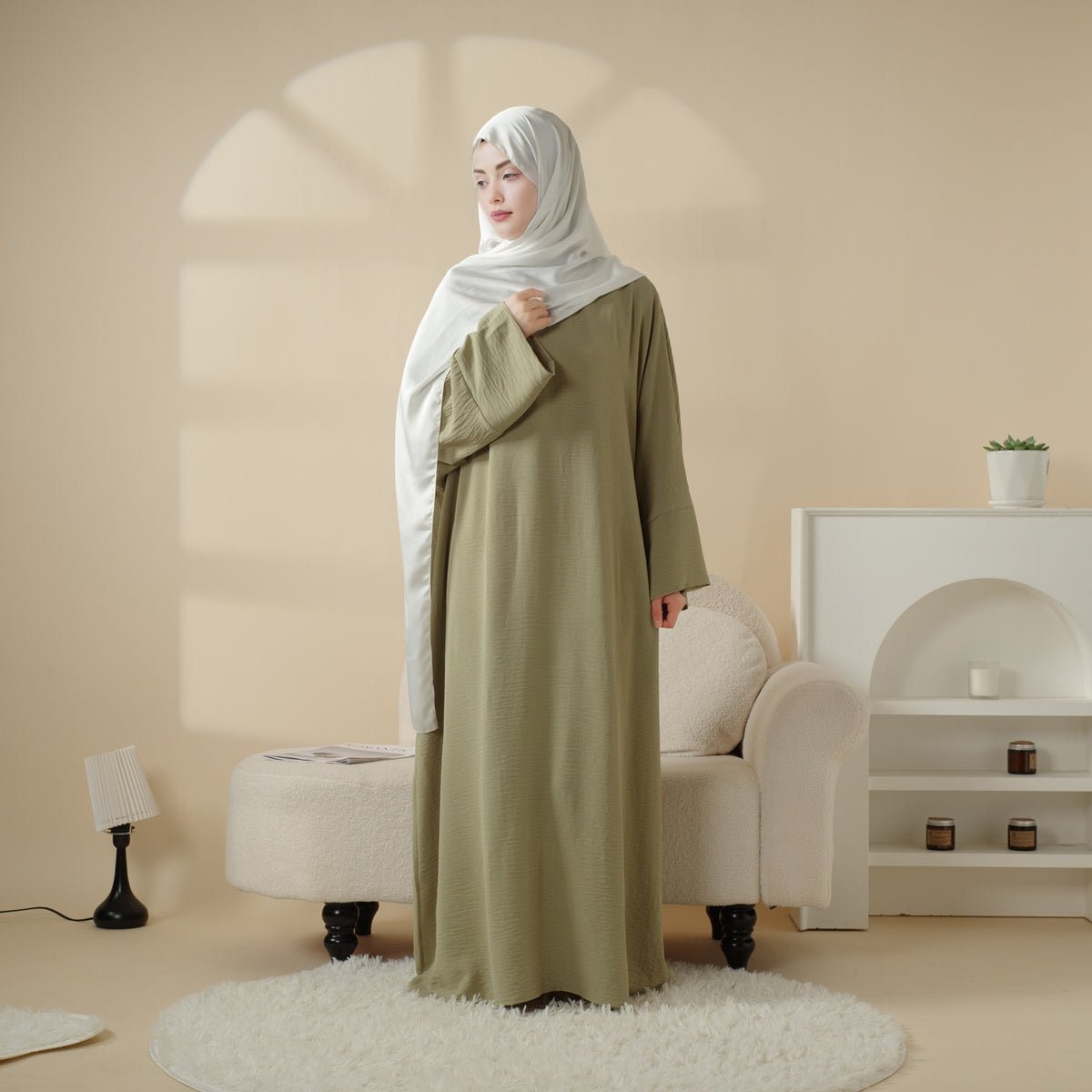 Abaya Plissée Vintage Simple (UKMA042)