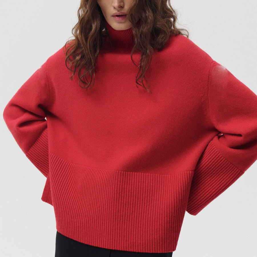 Pull à col roulé oversize avec fentes latérales (MS251)