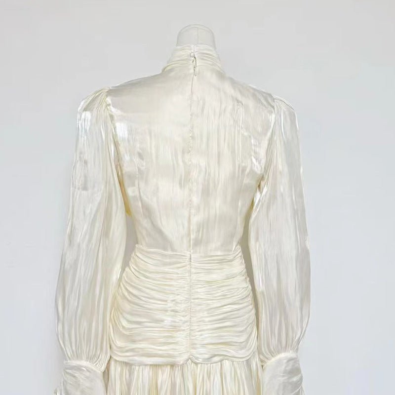 Robe de soirée froncée à col montant (MS221)