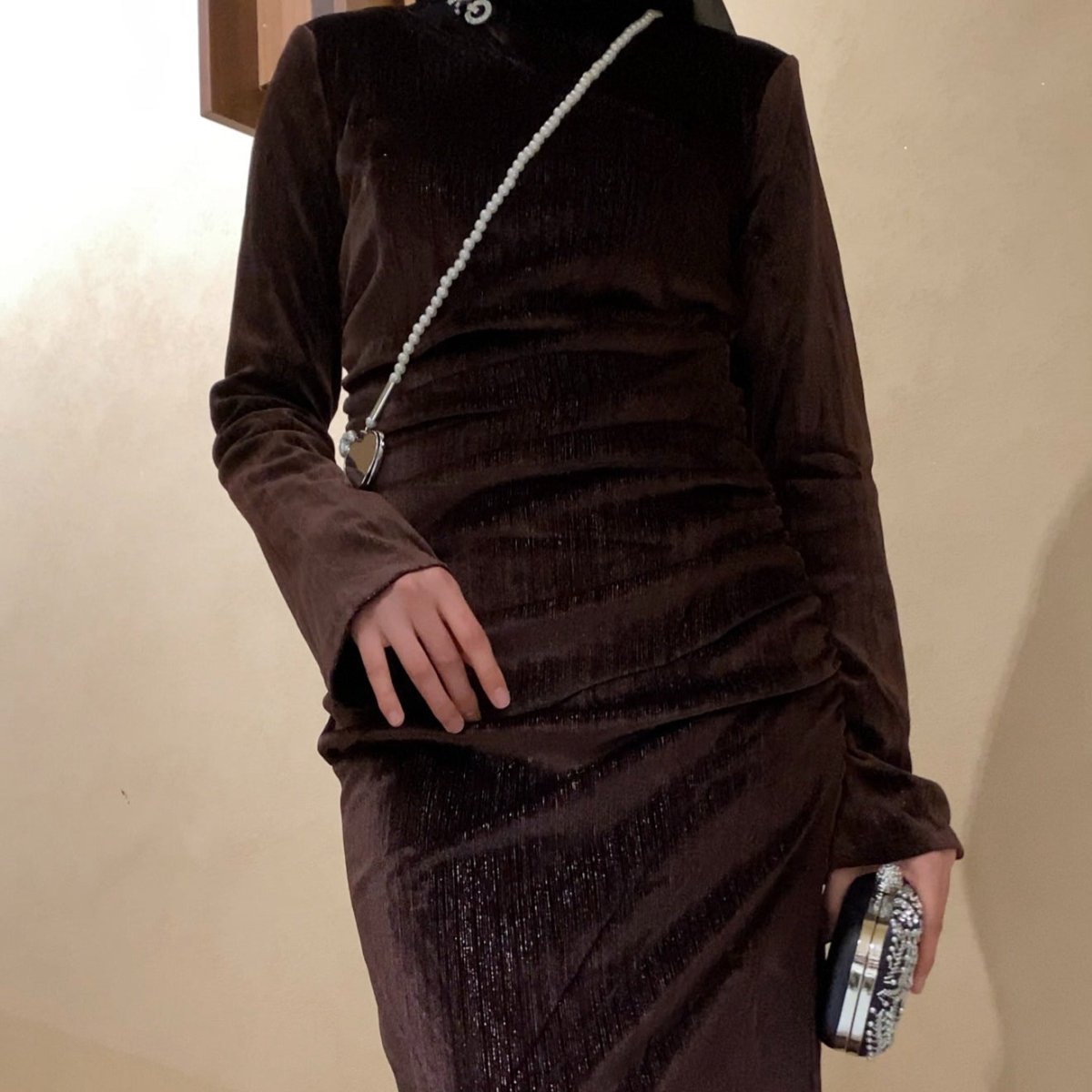 Robe Sirène en Velours Scintillant Froncée (MA358)
