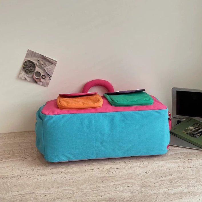 Sac de Voyage Colorblock - Sac Weekender Léger à Main avec Bandoulière et Poches Extérieures (MAC480)