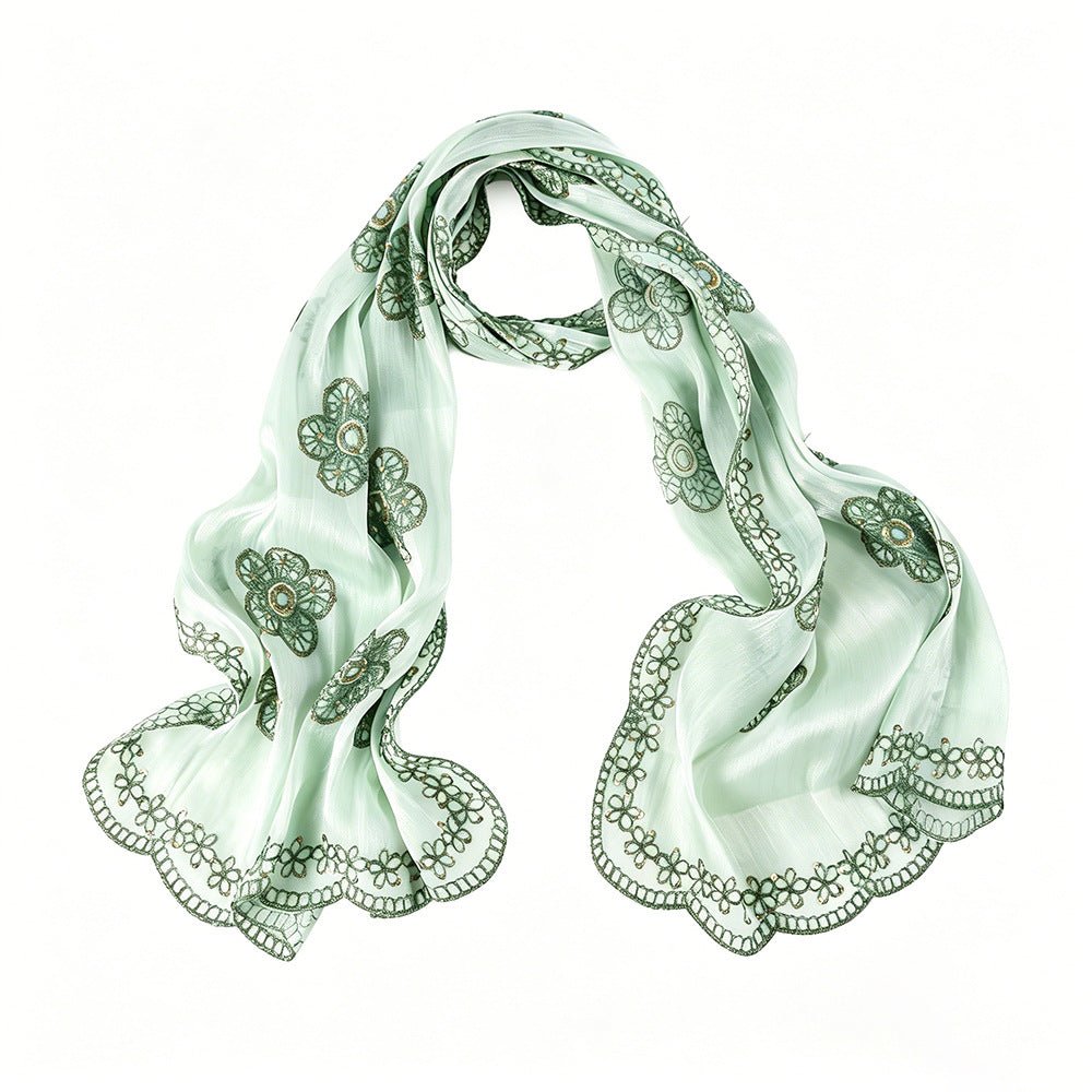 Écharpe Hijab Scintillante Brodée Fleurs (MH243)