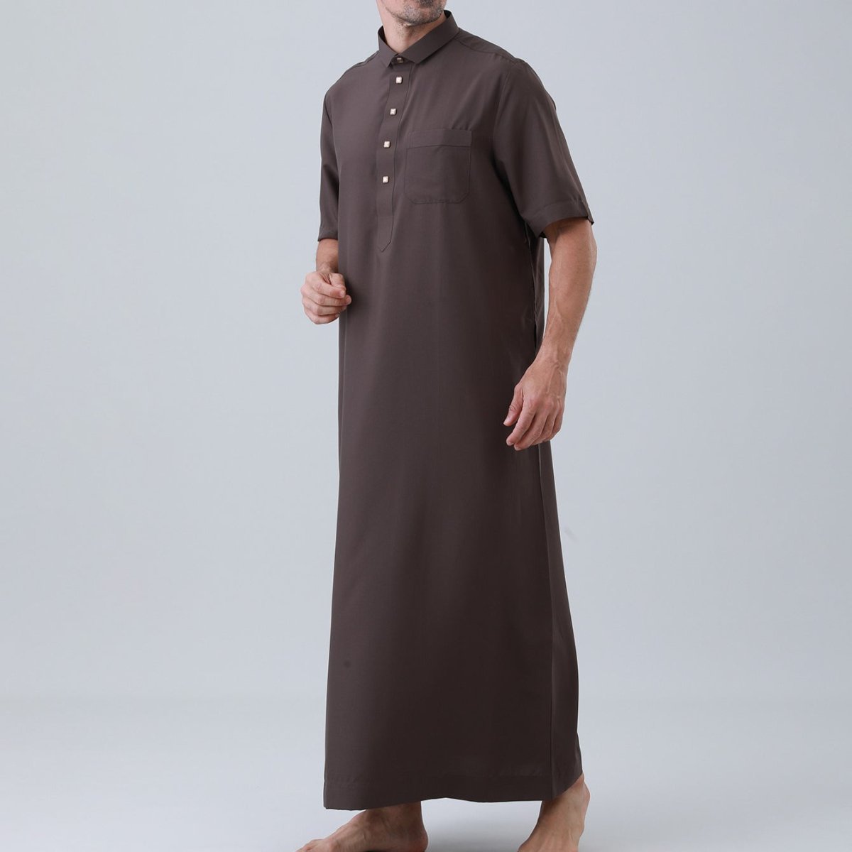 Thobe uni pour homme avec patte de boutonnage (MT038)
