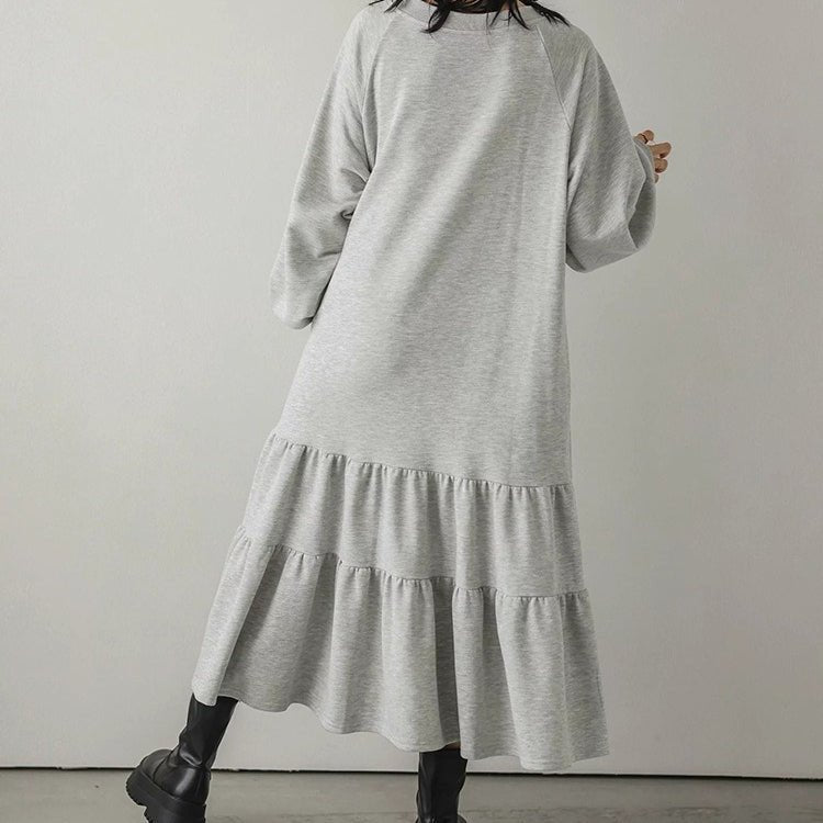Robe Maxi Sweat à Volants Coupe Ample (MS151)