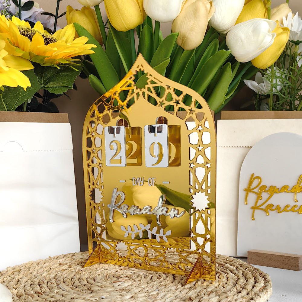 Décoration de Table Acrylique Compte à Rebours du Ramadan - Ornement Artisanal Festif pour la Maison (MAC403)