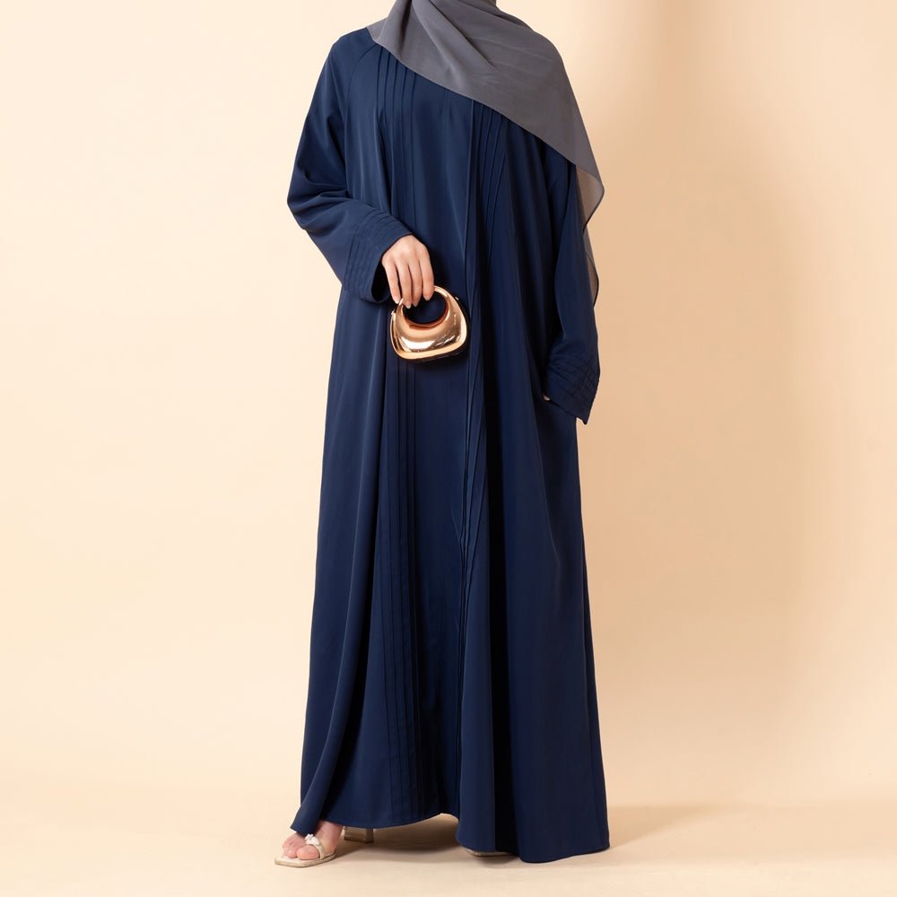 Abaya Serene plissée en georgette, coupe ample et longueur intégrale, style modeste (MA254)