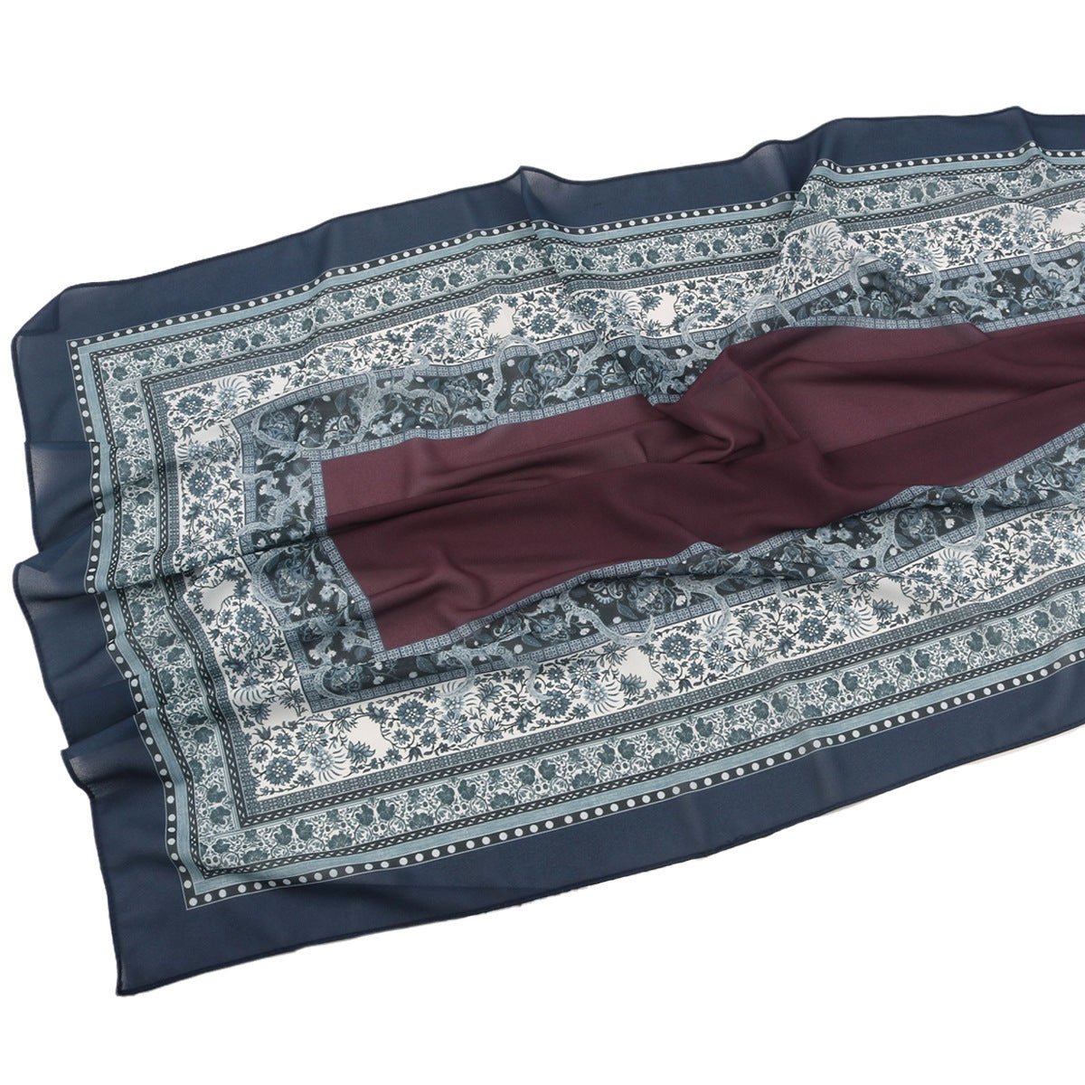 Écharpe Hijab en Mousseline Imprimée Élégante, Style Bohème, Respirante, Protection Solaire (MH136)