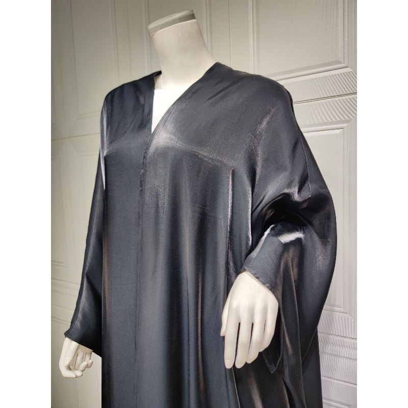 Robe Abaya Luxueuse en Satin de Soie à Manches Chauve-souris | Robe de Soirée Pudique Col en V (MOA225)