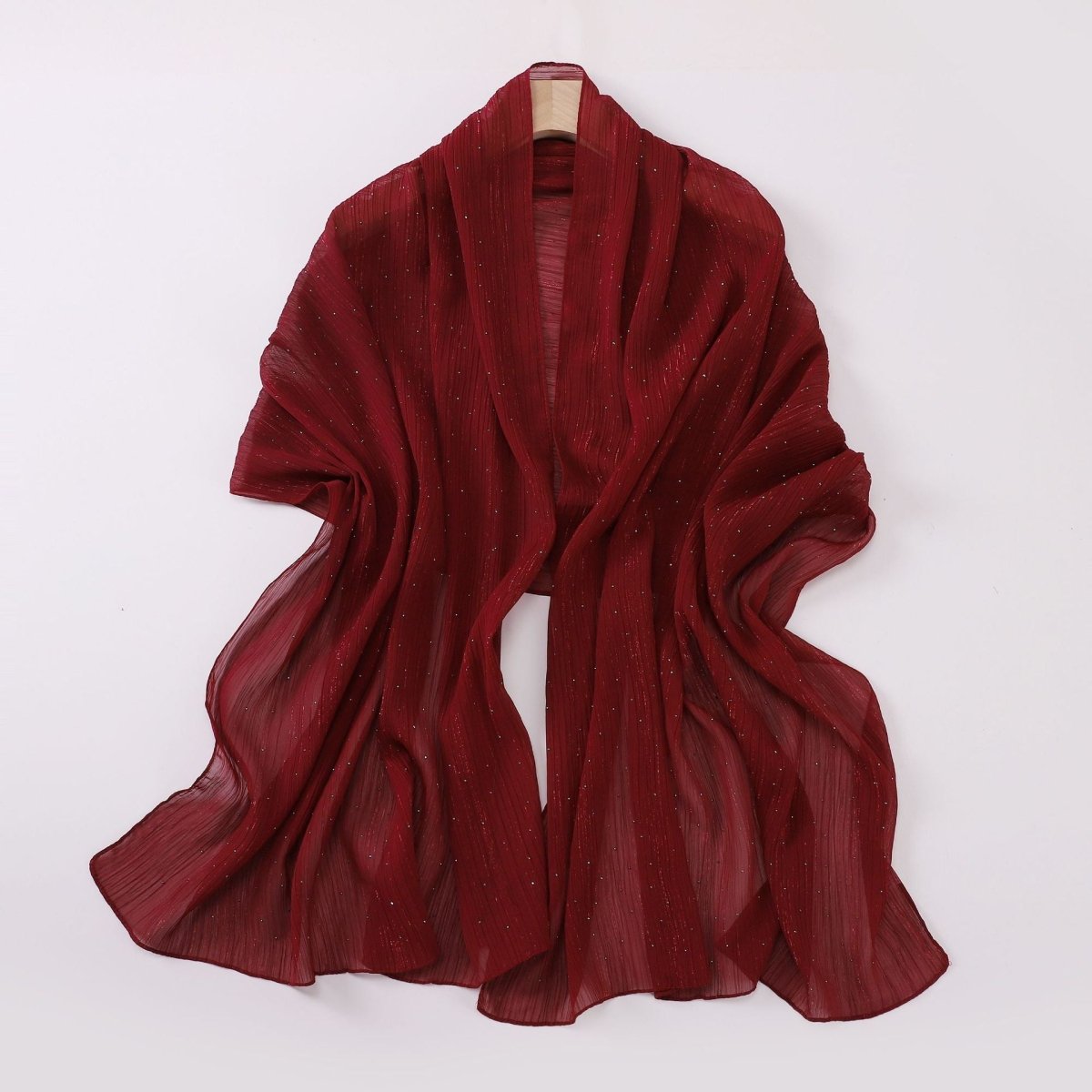 Hijab Drapé Crinkle Argenté "Modest Elegance" avec Strass (MH155)