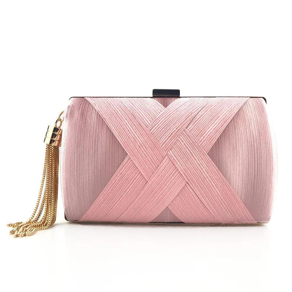 MAC032 Sac de soirée en soie pour femme avec pompon pendentif élégant