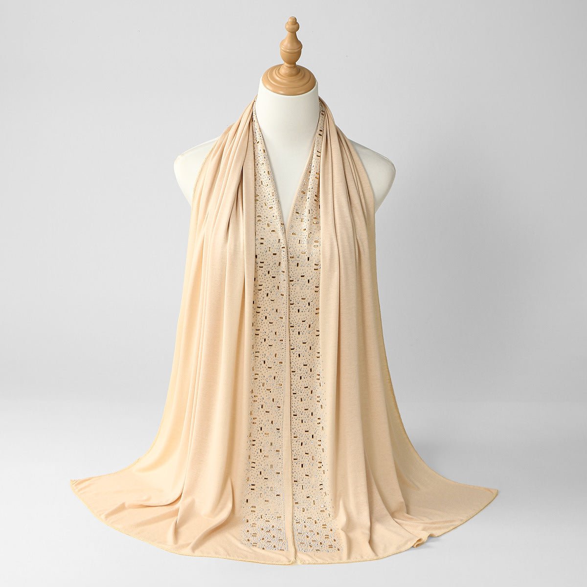 Foulard Hijab Orné de Strass Baguette Cristal et Or (MH254)