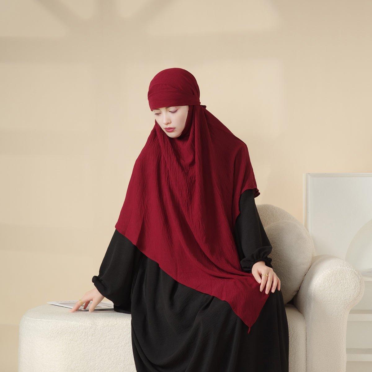 MK011 Superbe Khimar en Crêpe Deux Couches