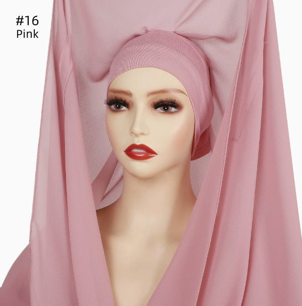 Hijab Instant en Mousseline Magnétique | Foulard Carré Facile à Porter, Antidérapant, avec Fermeture Magnétique (MH152)