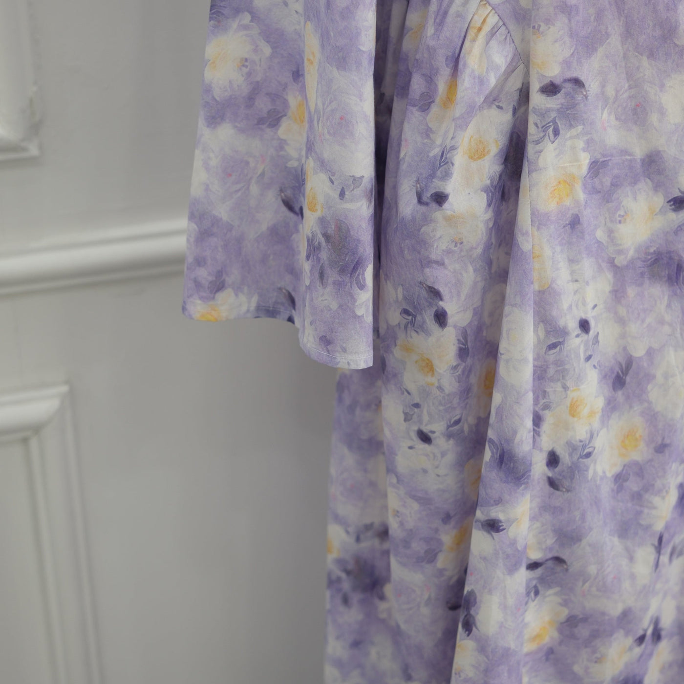 Robe Maxi à Manches Évasées Imprimé Floral Aquarelle (MS516)